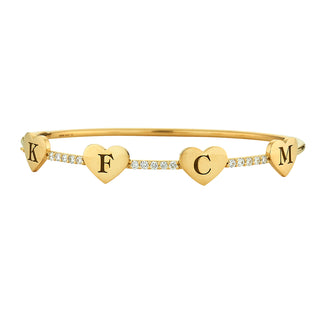 Gold Heart Bangle (4 letters)