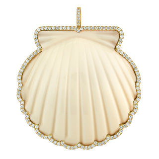 Diamond Ivory Scallop Shell Pendant