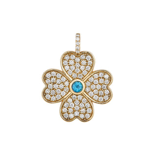 Aquamarine Heart Clover Charm