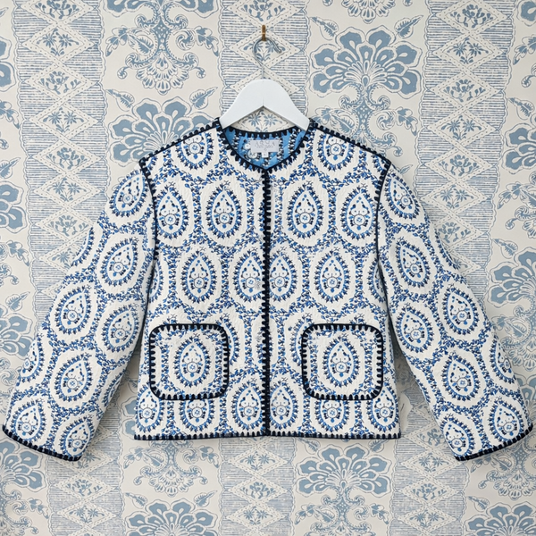 ジャケット・アウター maturely / Kasuri Print Ensemble BLUE ASHA by Ashley McCormick Cloud Sophie Jacket – Asha By ADM