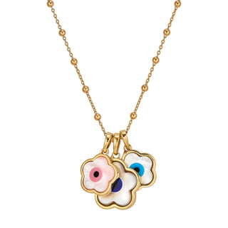 Flower Evil Eye Charm Trio + Florence Chain 18"