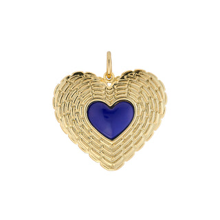 Basketweave Heart Charm - Lapis