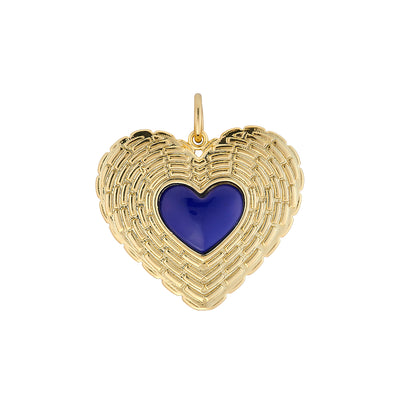 Basketweave Heart Charm - Lapis