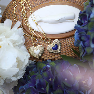 Basketweave Heart Charm - Ivory
