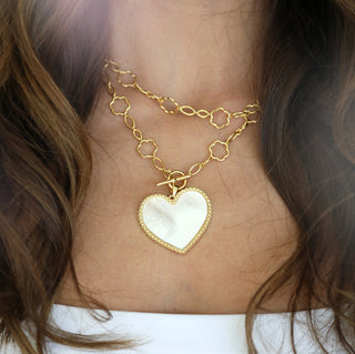Beaded Heart Pendant + Cece Toggle Chain