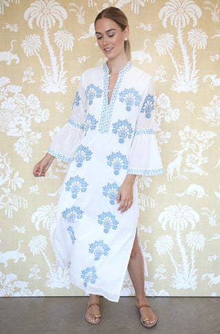 Cressida Block Print Kaftan - Blue