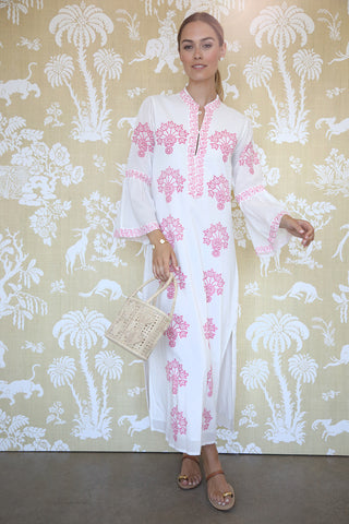 Cressida Block Print Kaftan - Pink