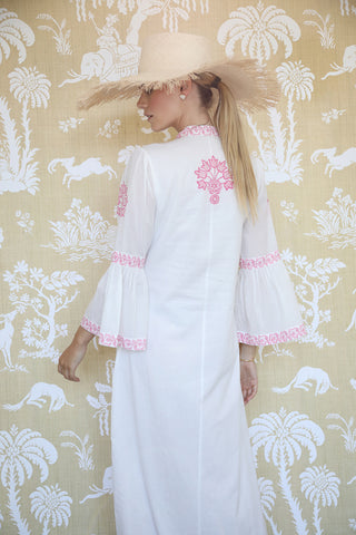 Cressida Block Print Kaftan - Pink