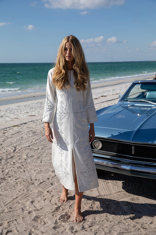 Dove Beaded Clara Kaftan