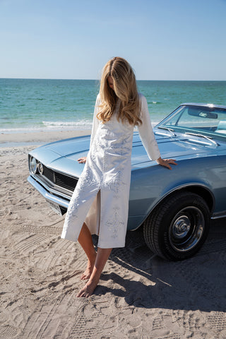 Dove Beaded Clara Kaftan