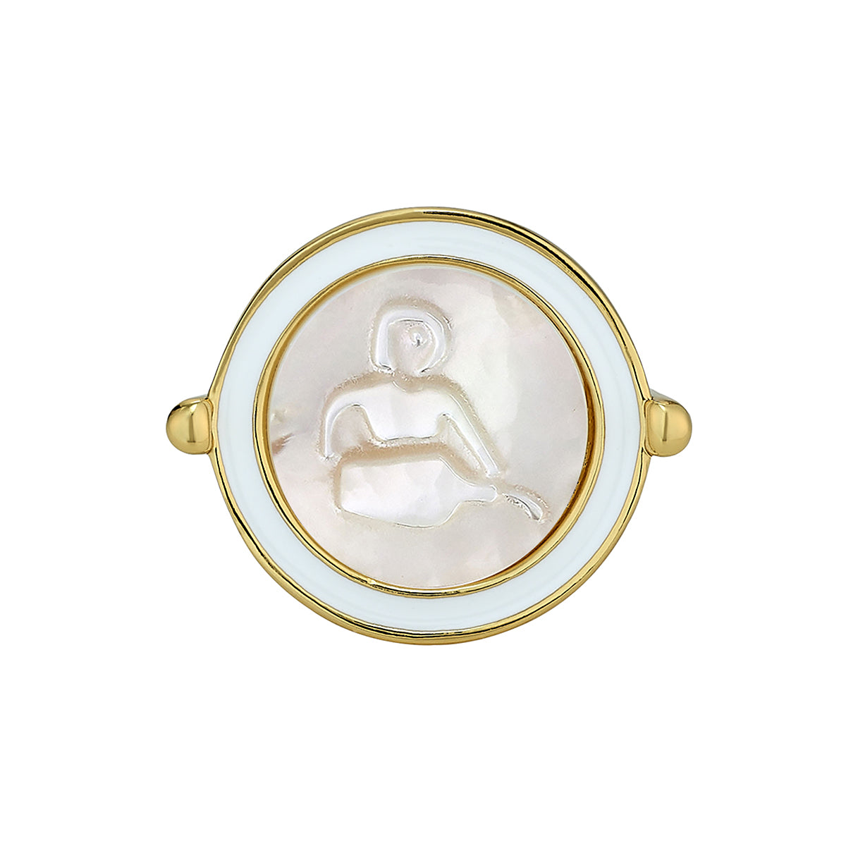 Zodiac Enamel Sleek Ring - Ivory