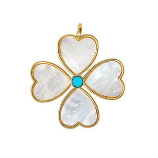 Heart Clover Pendant MOP/TQ