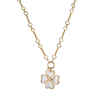 Heart Clover Charm + Quatrefoil Chain