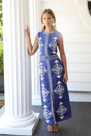 Indigo Beaded Clara Dress