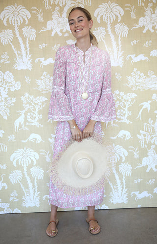 Ines Block Print Kaftan - Pink