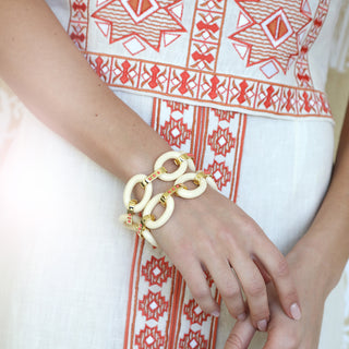 Ivory Link Bracelet - Coral