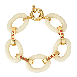 Ivory Link Bracelet - Coral