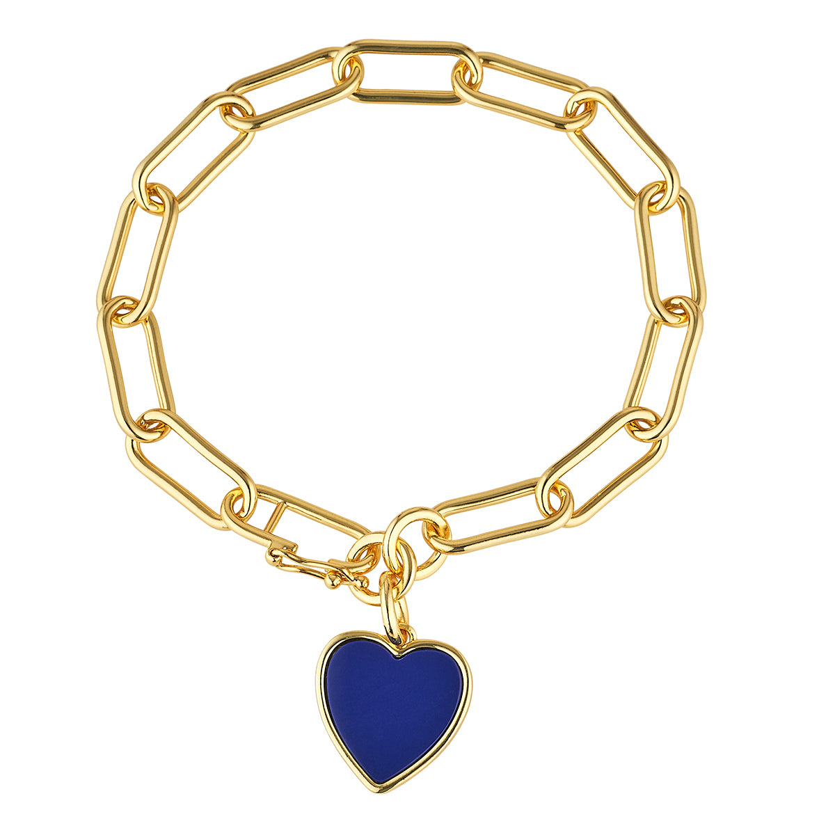 Heart Charm Link Bracelet - Lapis