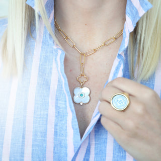 Evil Eye Charm LG + Clover Lariat