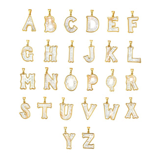 Mini Letter Charm + Petal Charm (Mother of Pearl)