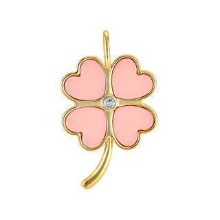 Lucky Clover Charm - Pink Coral