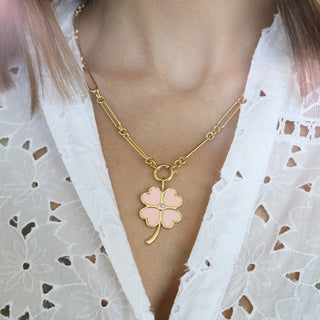 Lucky Clover Charm - Pink Coral