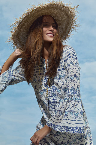 Ocean Fernanda Block Print Kaftan