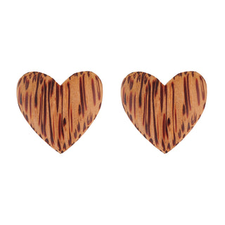 Palm Wood Heart Stud
