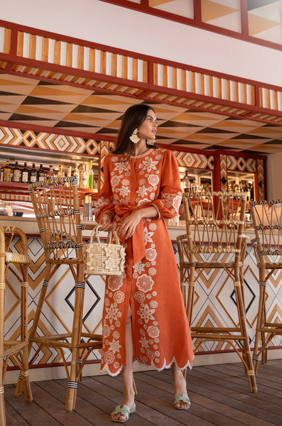 ワンピース amour embroidered dress PalomaBurntSiennaClaiborne3_gr