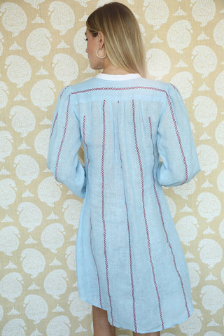 Sky Burgundy Greer Mini Shirtdress