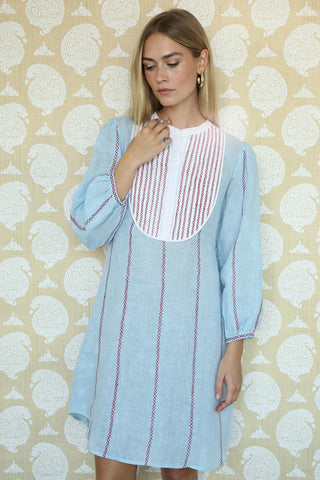 Sky Burgundy Greer Mini Shirtdress