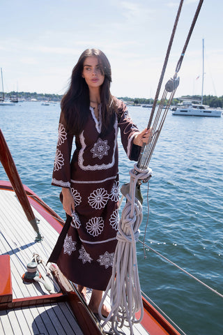 Tobacco Beaded Olivia Kaftan