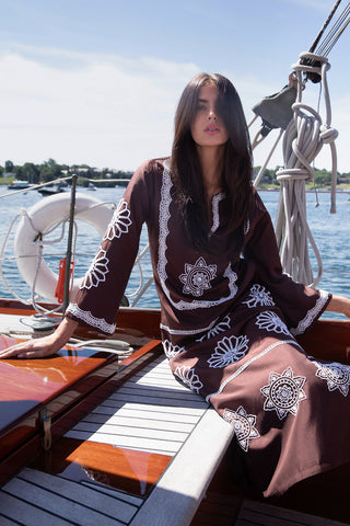 Tobacco Beaded Olivia Kaftan