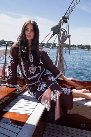 Tobacco Beaded Olivia Kaftan