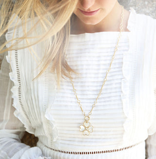 Heart Clover Charm + Quatrefoil Chain