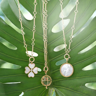 Heart Clover Charm + Quatrefoil Chain