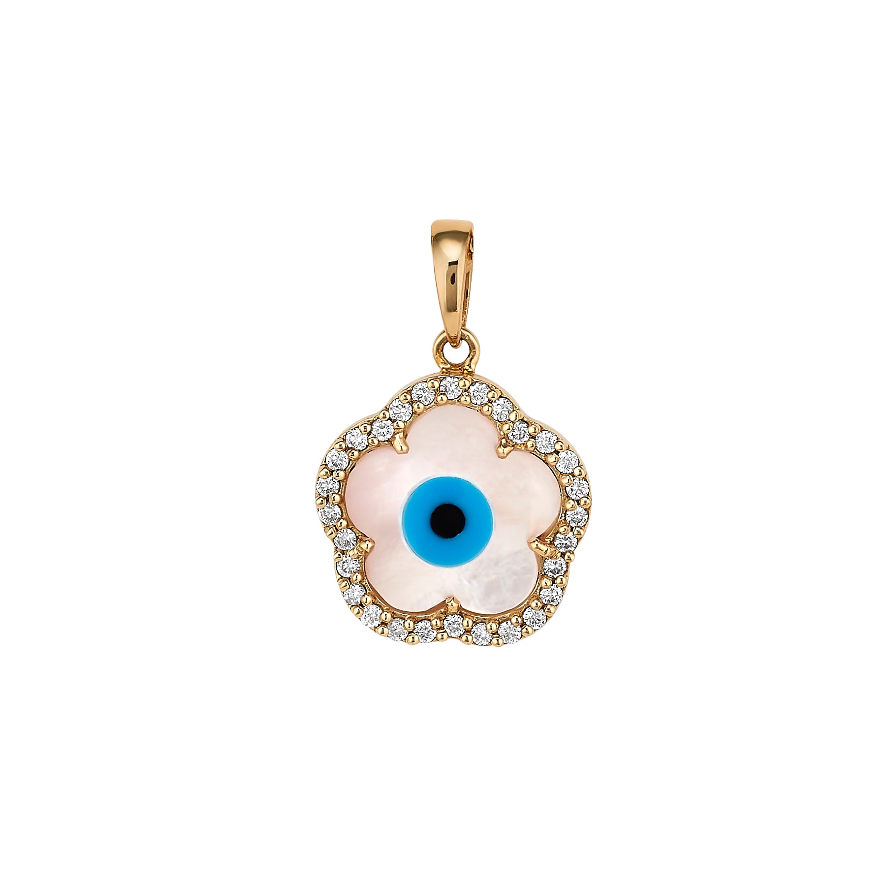 Rose Gold Evil Eye Clover Charm Bracelet