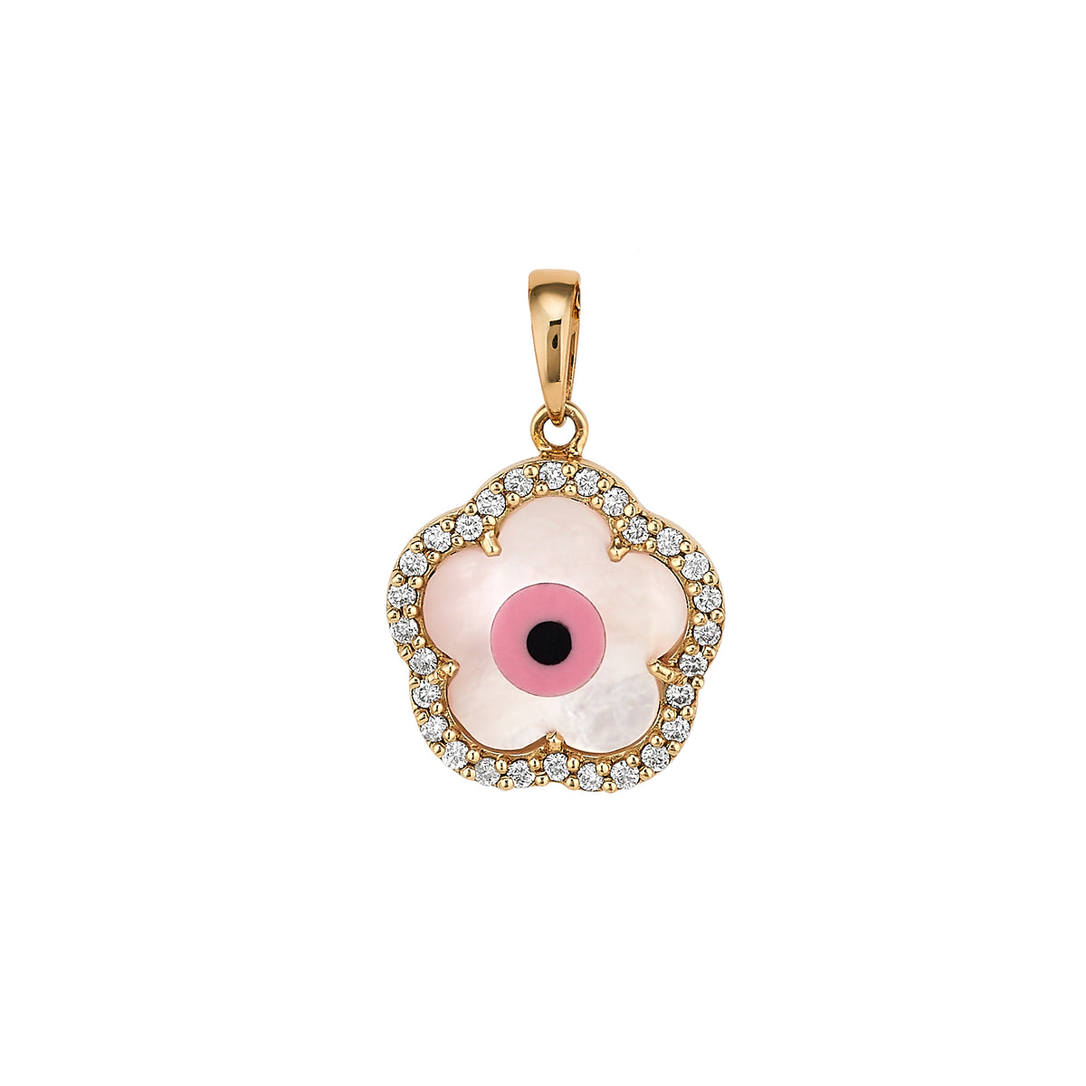 Diamond Pink Flower Evil Eye Charm
