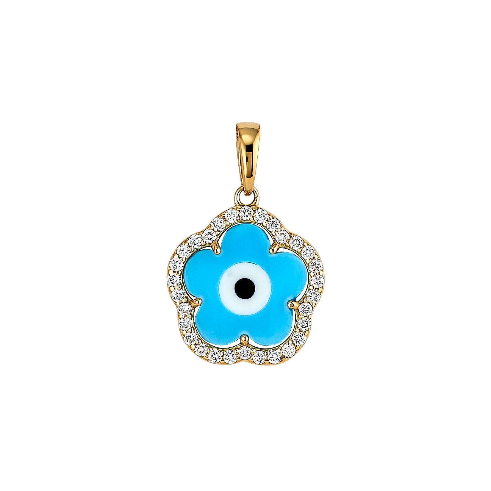 Diamond Turquoise Flower Evil Eye Charm