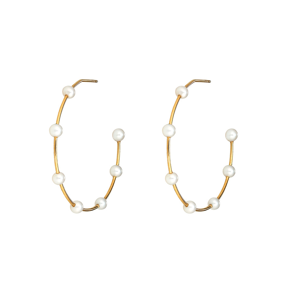 Gold Pearl Hoops Sm