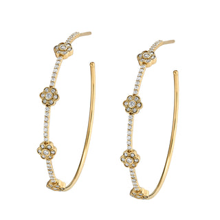 Pave Diamond Flower Hoop