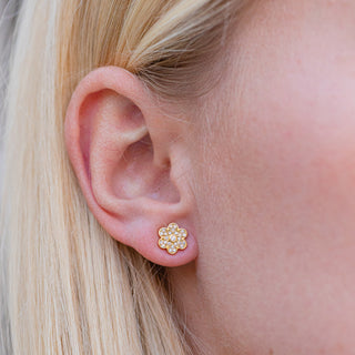 Pave Diamond Flower Stud