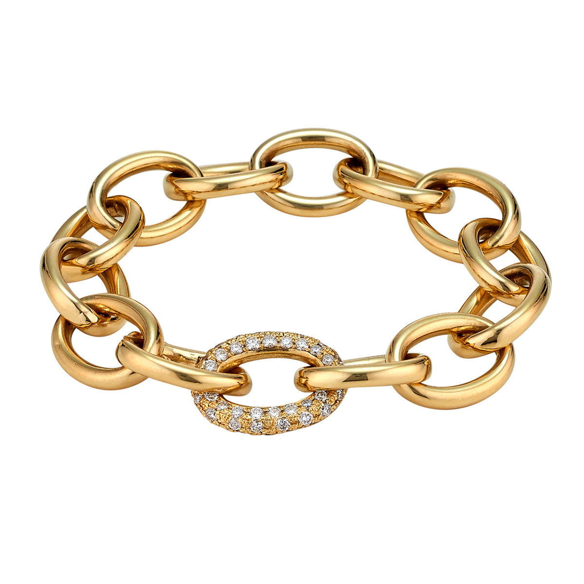 Diamond Link Gold Chain Bracelet