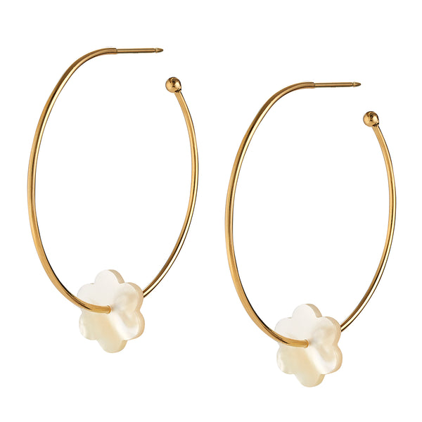 Buy | Silver Lookalike Brass Oxidised Flower Hoop Earring-Eepleberry
