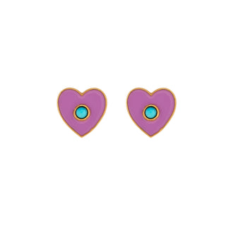 Mini Lilac Enamel Heart Stud