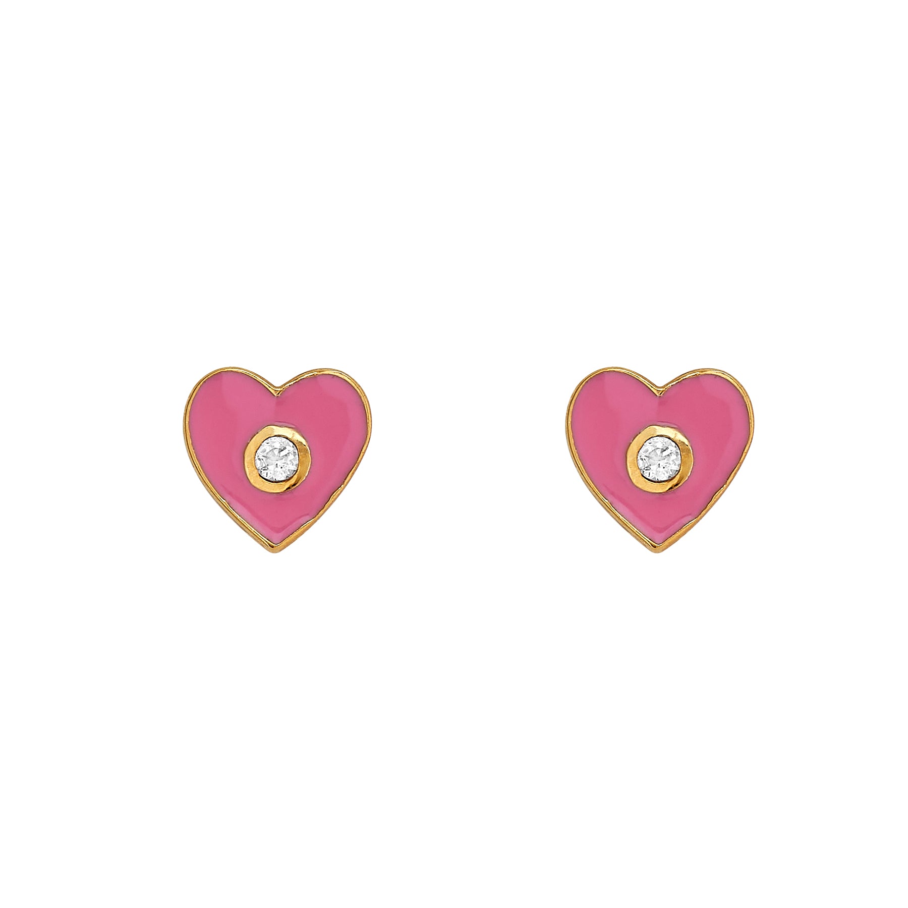 Mini Pink Enamel Heart Stud