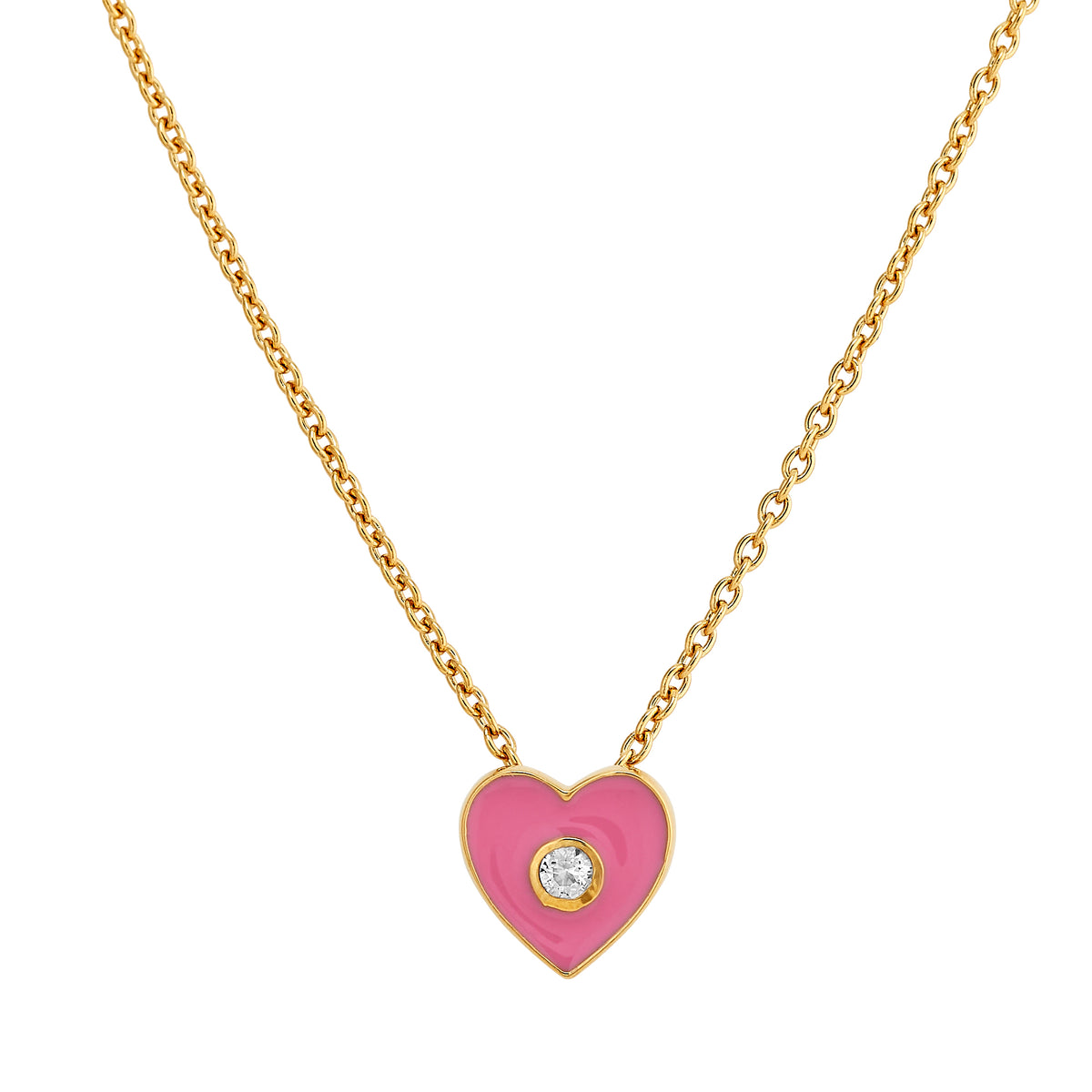 Mini Pink Enamel Heart Necklace