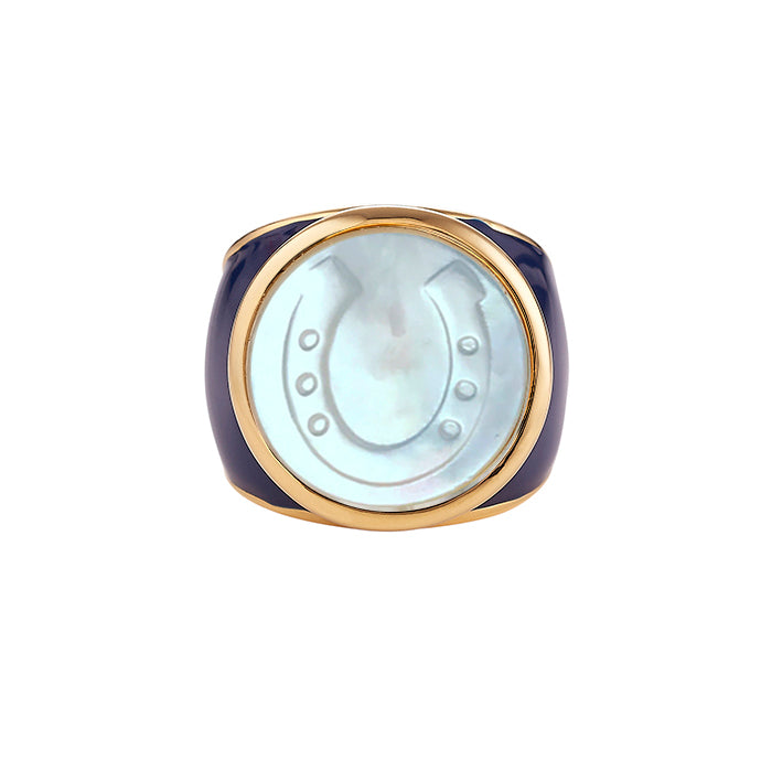 Navy Enamel Icon Ring