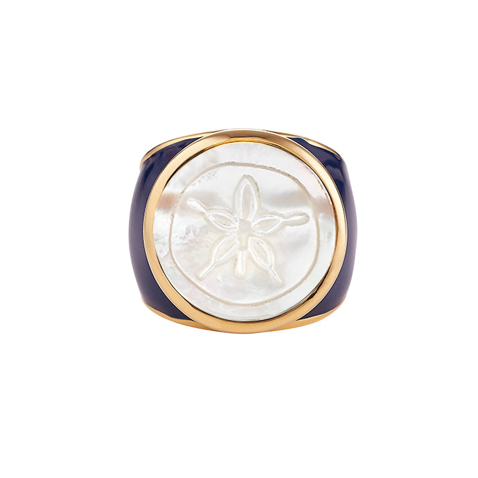 Navy Enamel Icon Ring