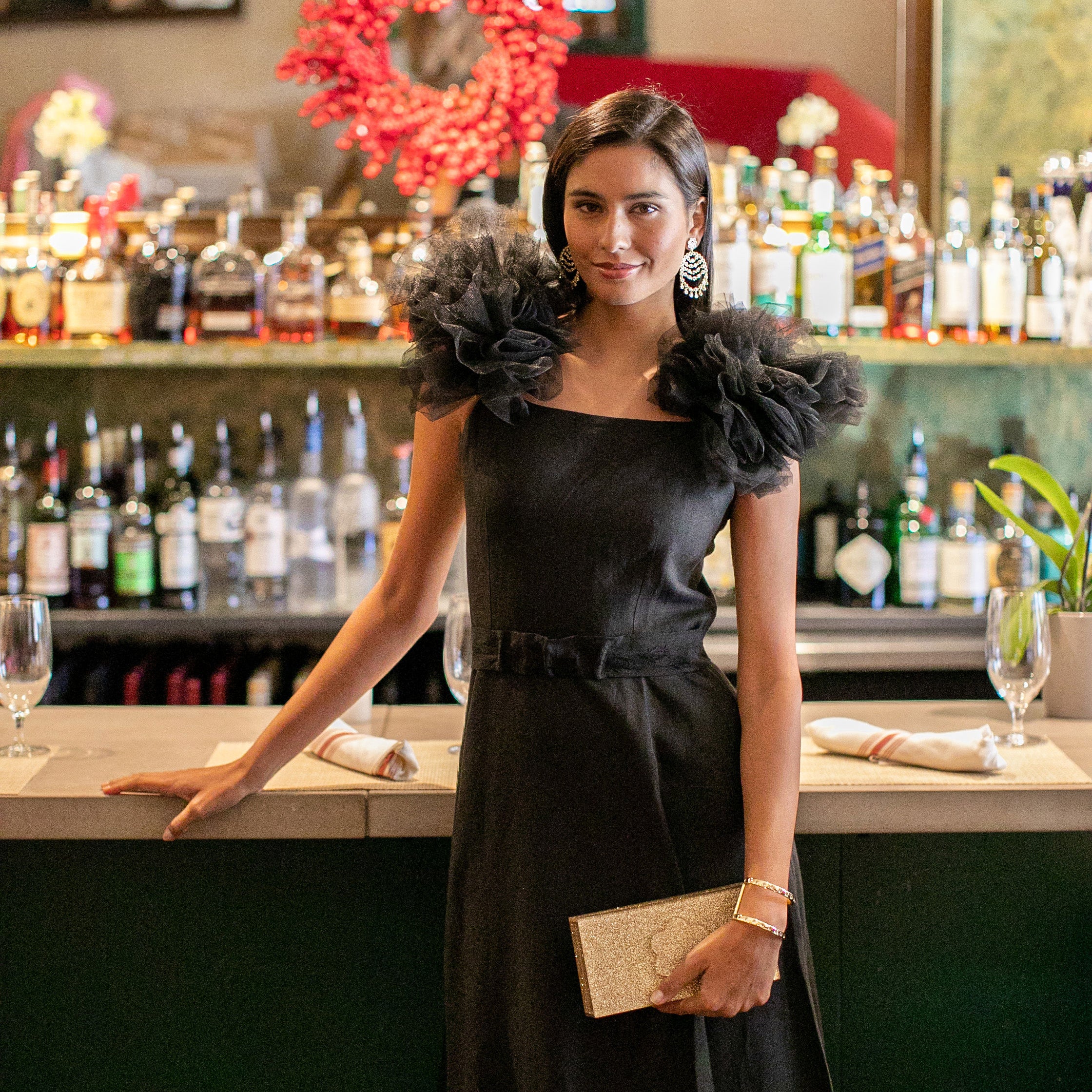 ASHA by Ashley McCormick Gold Sparkle Flower Clutch ASHA by Ashley McCormick Gold Sparkle Flower Clutch